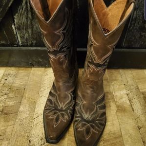 Brown Stetson Cowboy Boots Mens 8.5 or Womens 10
